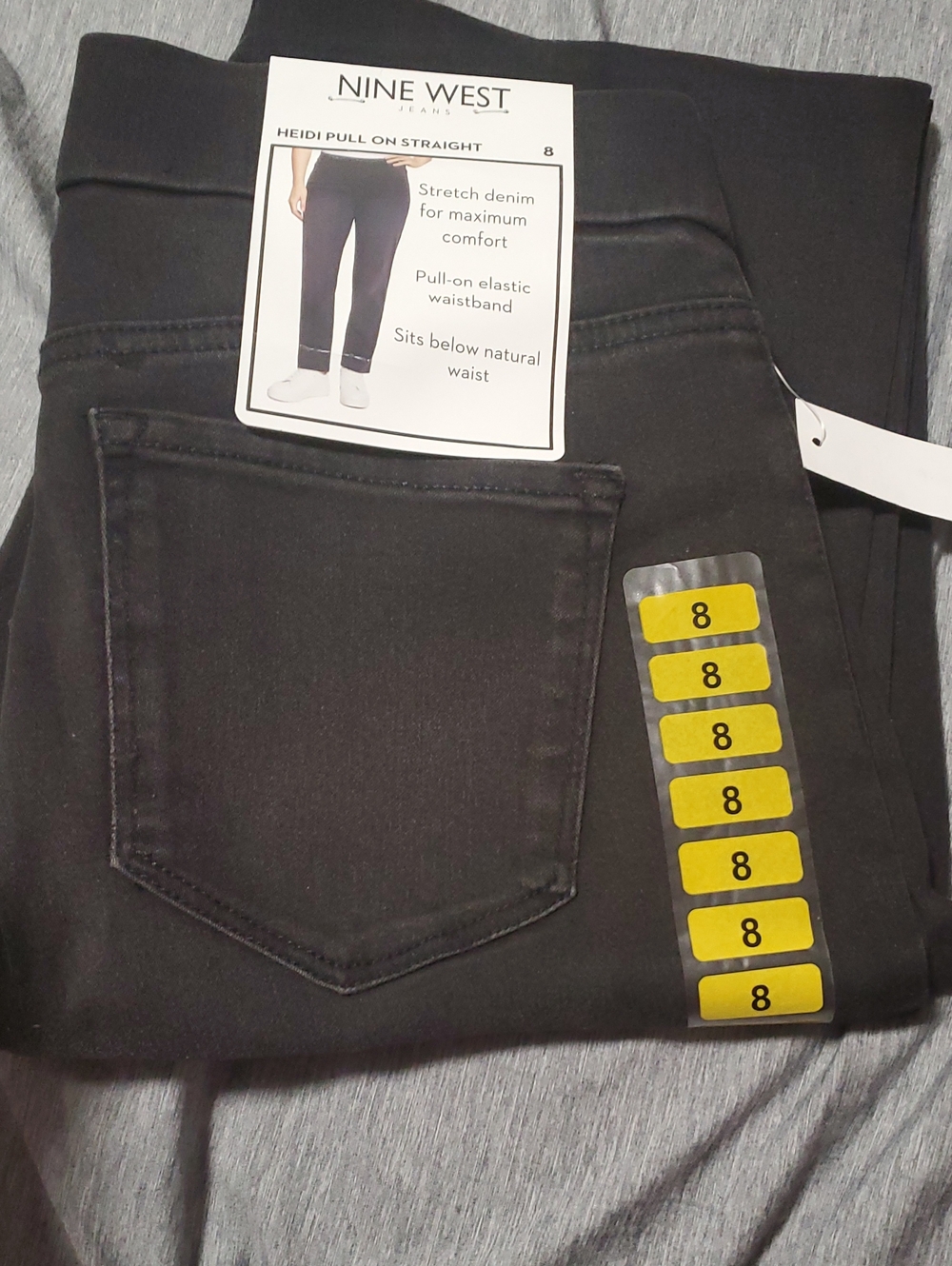 Nine West Straight Pull-On Jeans in Black